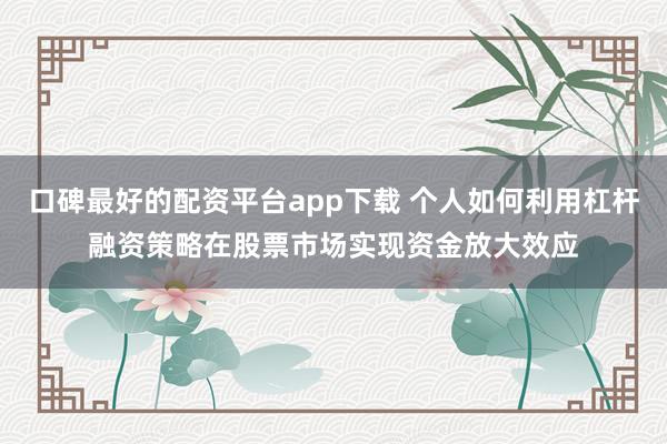 口碑最好的配资平台app下载 个人如何利用杠杆融资策略在股票市场实现资金放大效应