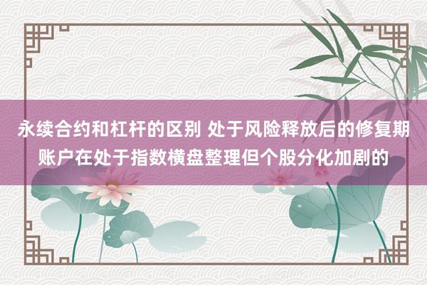 永续合约和杠杆的区别 处于风险释放后的修复期账户在处于指数横盘整理但个股分化加剧的